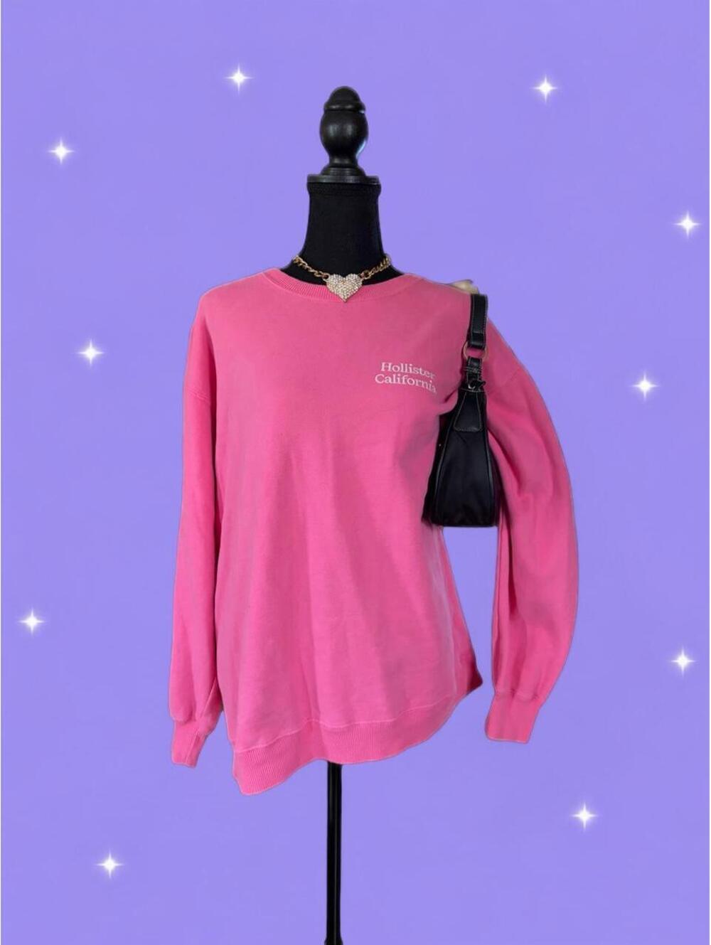 Hollister Y2K Pink Oversized Crewneck Pullover Logo Sweatshirt size small 💗